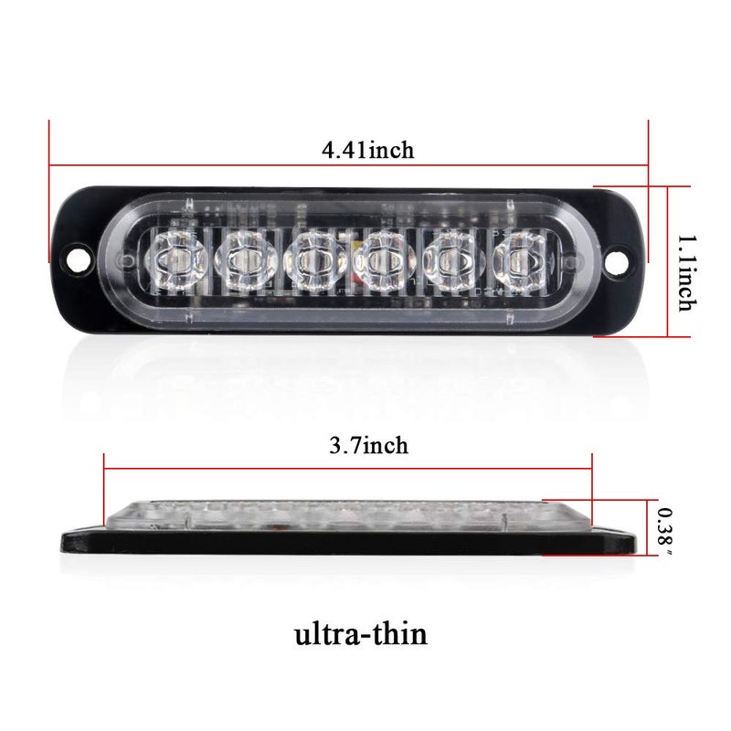 KaiDengZhe4Pcs 6LED Blue Ultra Slim Sync Feature Warning Emergency Beacon Hazard Flash Caution Strobe Light Bar Surface Mount for Car Truck 12-24V - Image 2